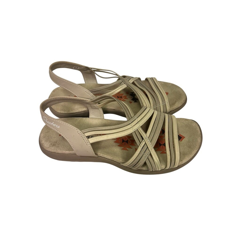 Skechers Reggae Slim Womens Slingback Sandals Beige Memory Foam Size 7 - Picture 3 of 6